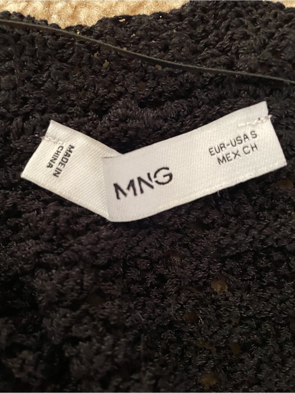 Mango Black Crocheted Short crop Cardigan with Tie size S - Picture 2 of 2